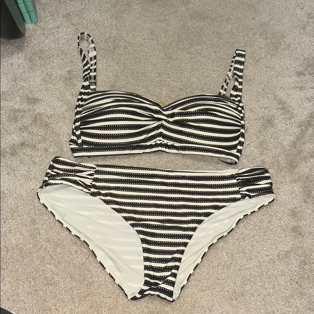 Striped Black and White Bikini Set